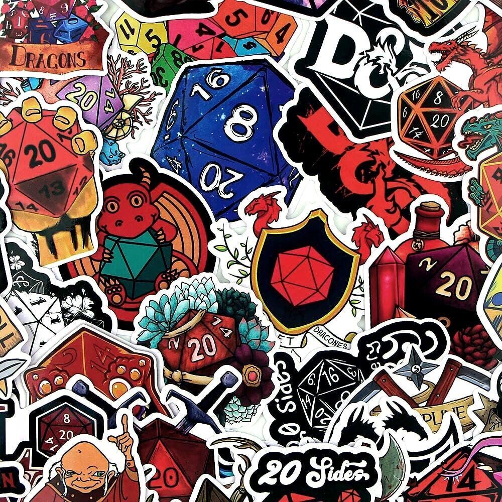DUNGEONS & DRAGONS Vinyl Stickers [A] Waterproof Decal ~D&D Polyhedra Dice Games