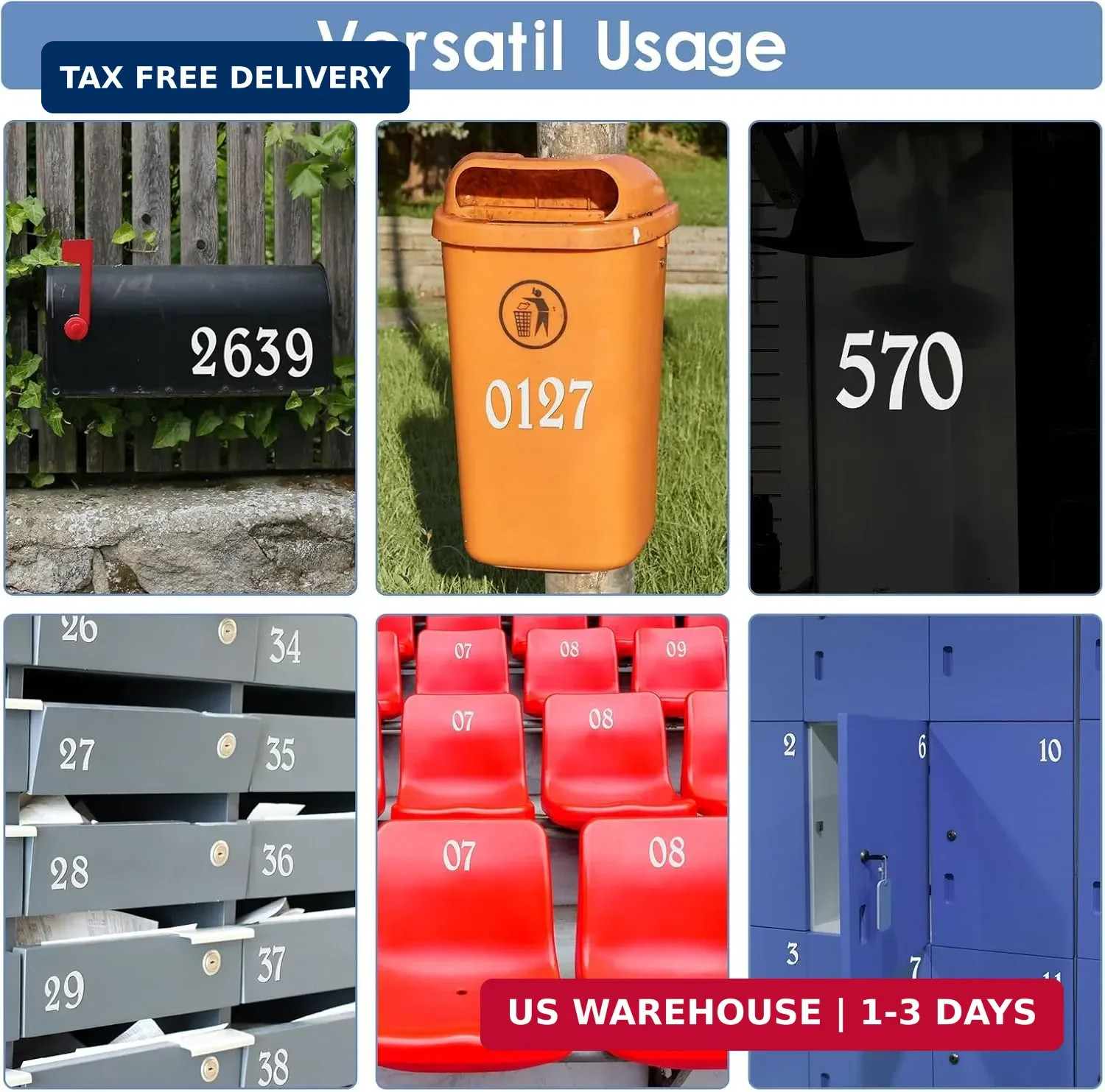 6" Reflective Mailbox Numbers Sticker Decal Die Cut Elegant Style Vinyl Number S