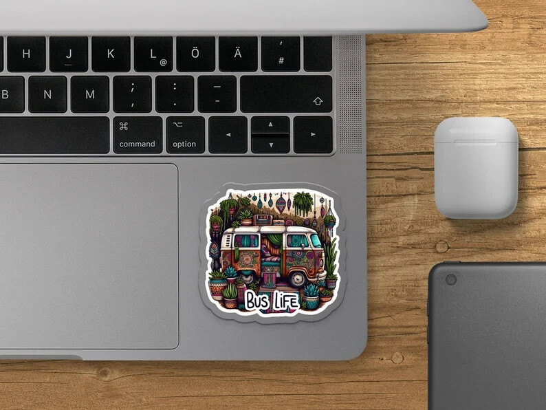 Vintage Vans Camper Stickers – Colorful Retro Bus Life Decals, Boho Travel Vibes