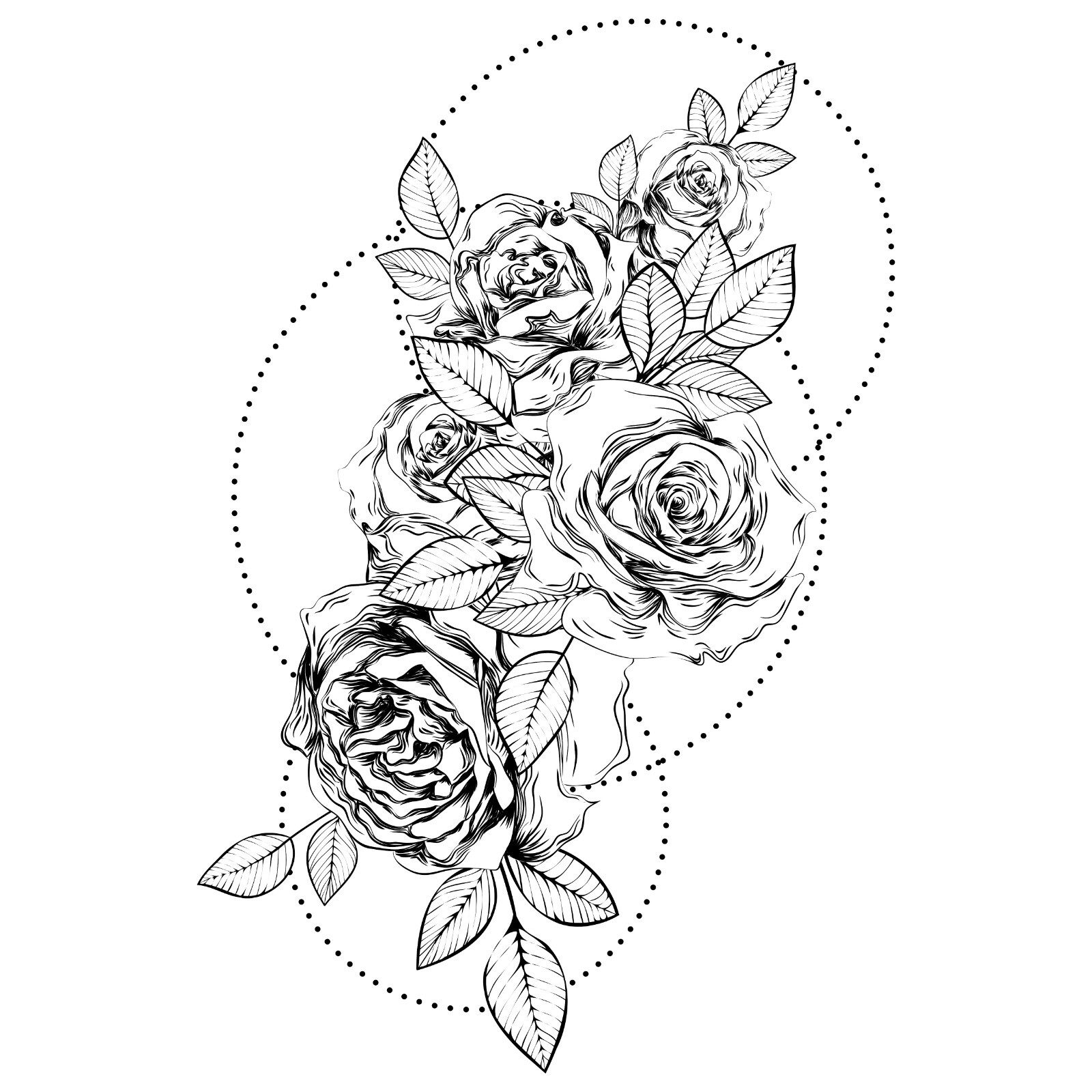 Rose Sticker (4 Inch) Gothic Retro Black Sketch Vintage Botanical Floral Bouquet