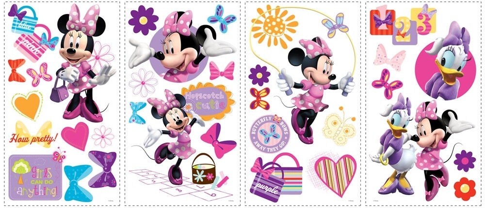 MINNIE MOUSE BOWTIQUE Wall Decals 33 New Girls Bedroom Stickers Peel and Stick