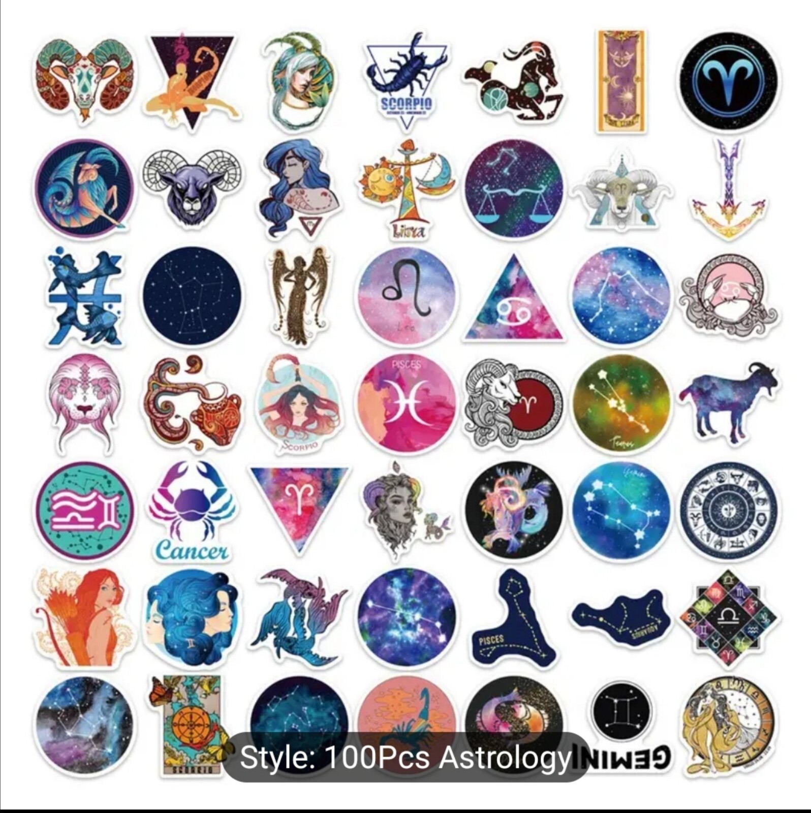 10 PCS Mini Zodiac Constellations Galaxy Astrology Astronomy Stickers BRAND NEW