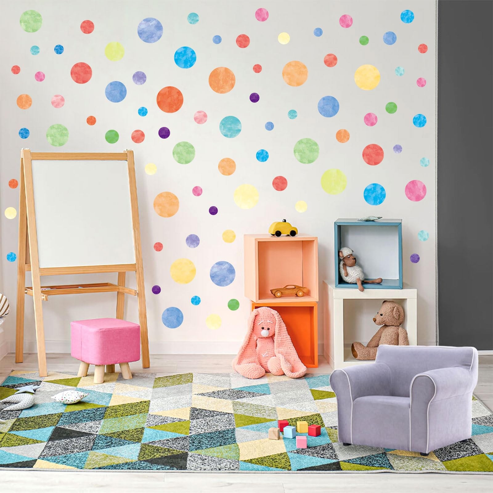 4 Sheets Colorful Polka Dot Wall Stickers – Round Wall Decals Peel and Stick …
