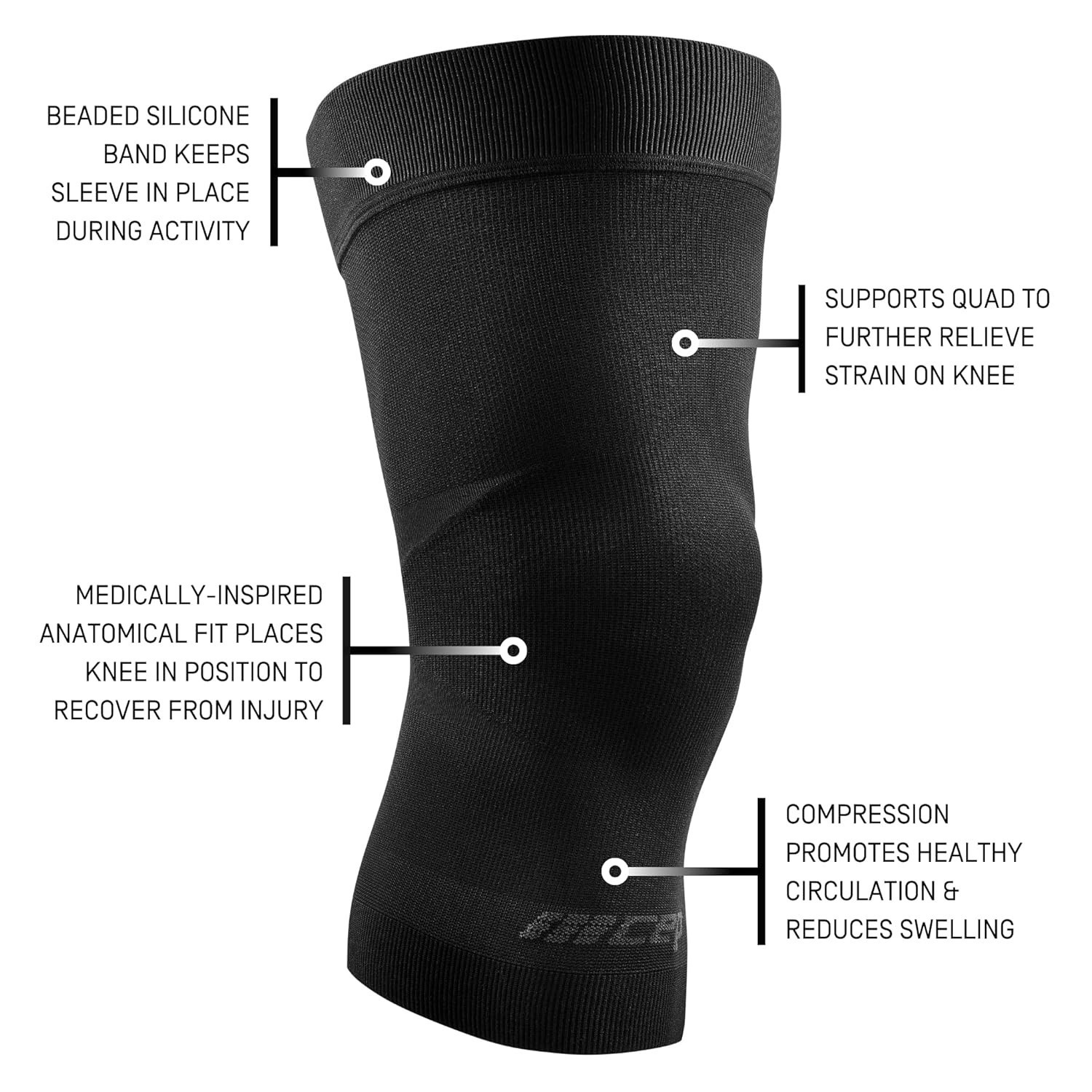 Light Support Knee Sleeve, Black, Unisex, L Large