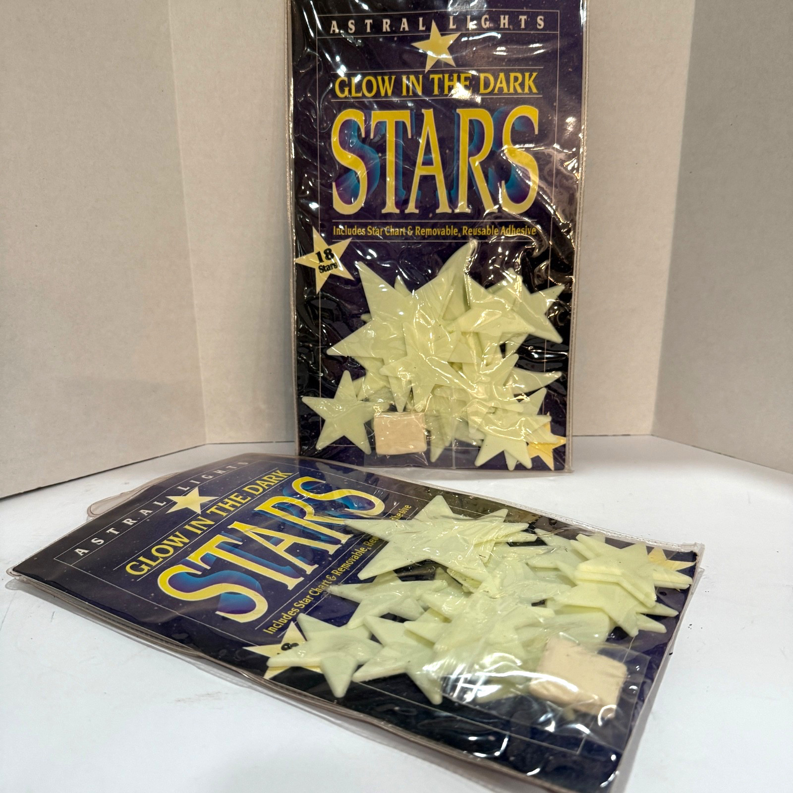 TWO NEW! ~ ASTRAL LIGHTS Glow in the Dark Stars ~ NEW!! Each includes STAR Chart