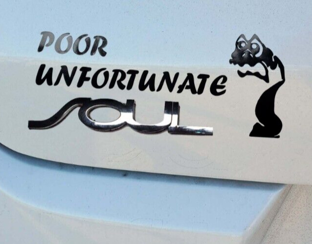 Poor Unfortunate Soul Decal, Kia Soul sticker, bumper sticker 8.5×3.5 inches