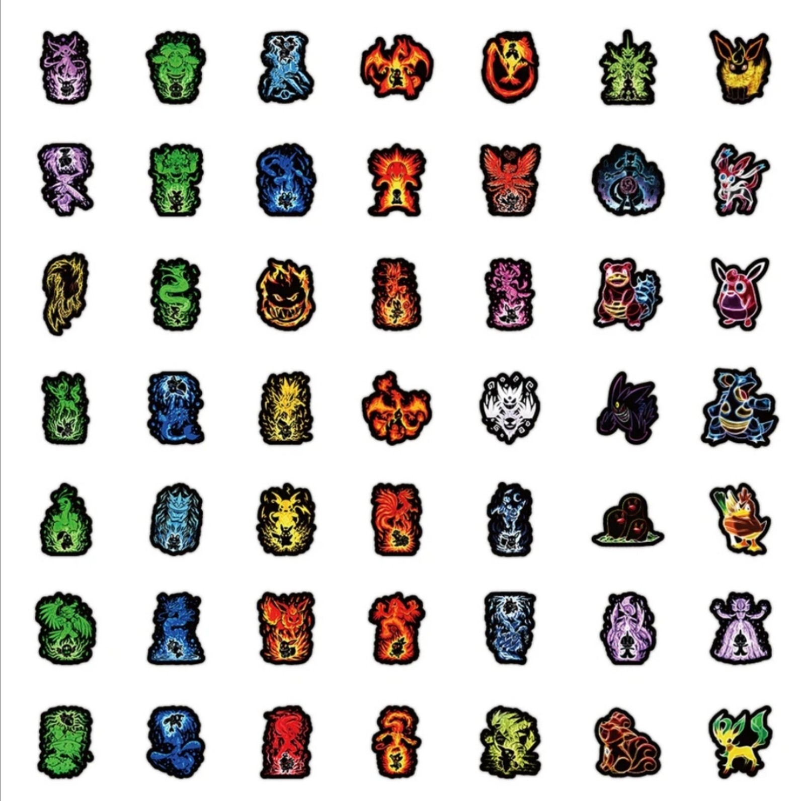10 PCS Neon Pokémon Anime Animated Cartoons Stickers BRAND NEW