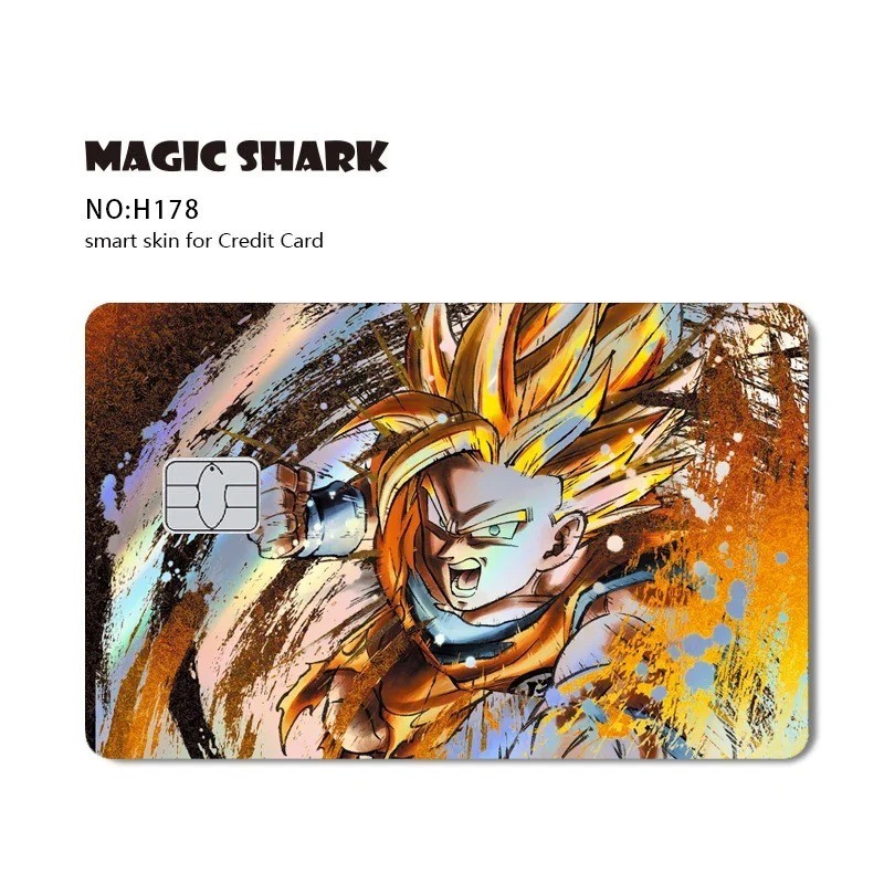 Magic Shark Holographic Credit Card Sticker Goku Vegeta Skin Cover New
