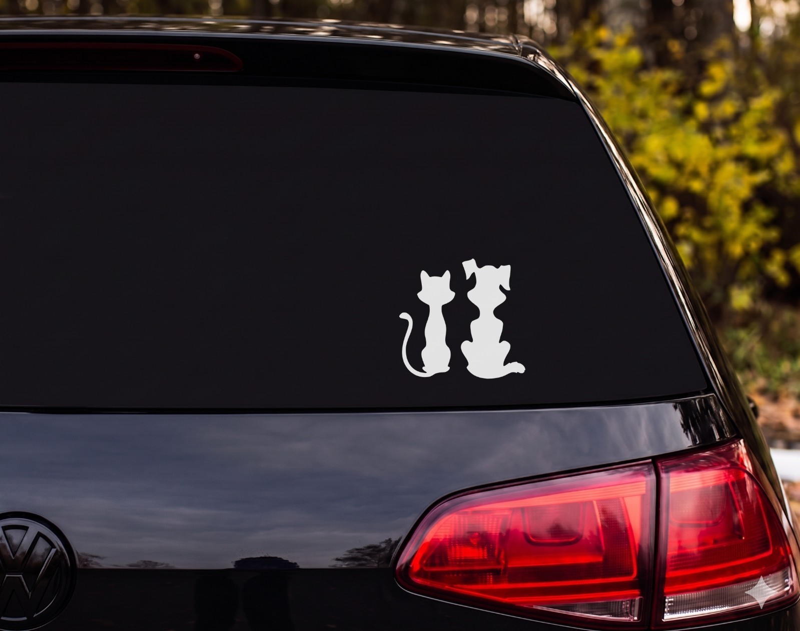 Cat And Dog Silhouettes Vinyl Decal Sticker Car Window Laptop | Pet Lover Gift