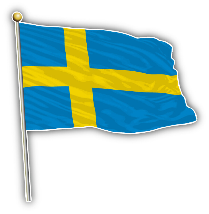Sweden Waving World Flag Car Bumper Sticker Decal