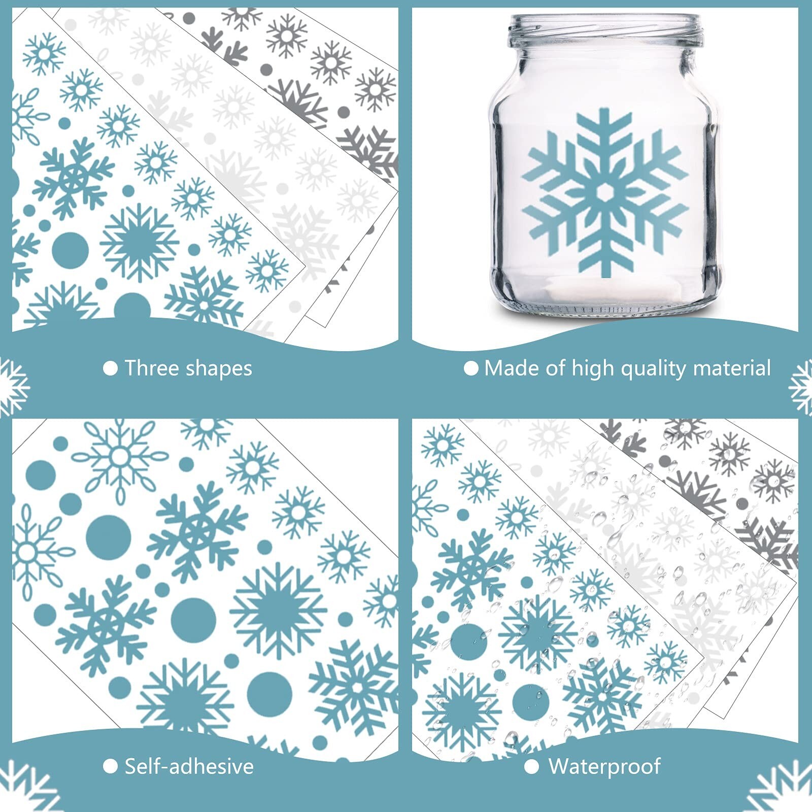 Outus 249 Pcs/ 6 Sheets Winter Snowflakes Wall Decals Snowflake Wall Winter C…