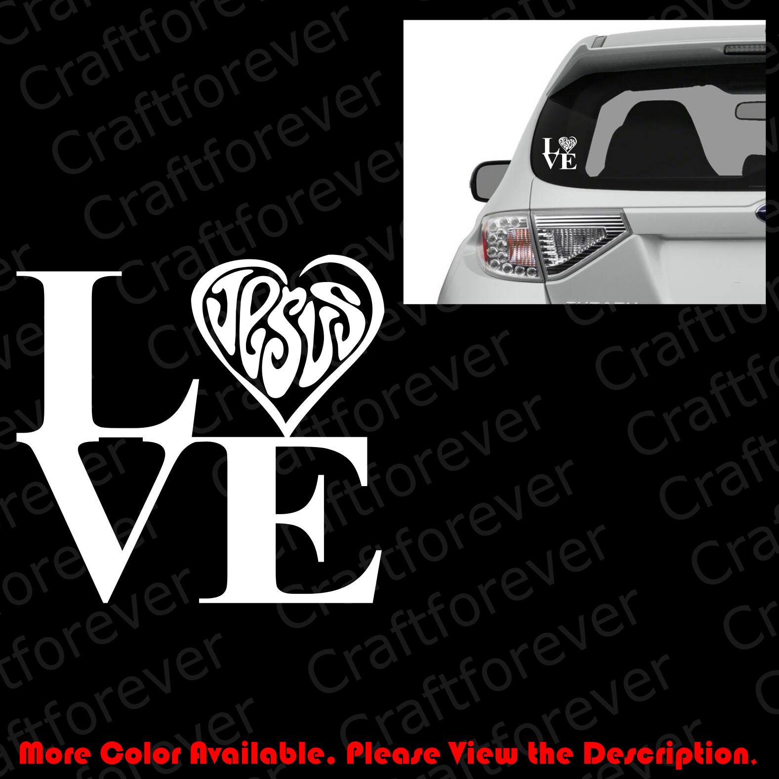 Love HEART Jesus Christian Car Window/Laptop Die Cut Vinyl Decal Monogram JS014