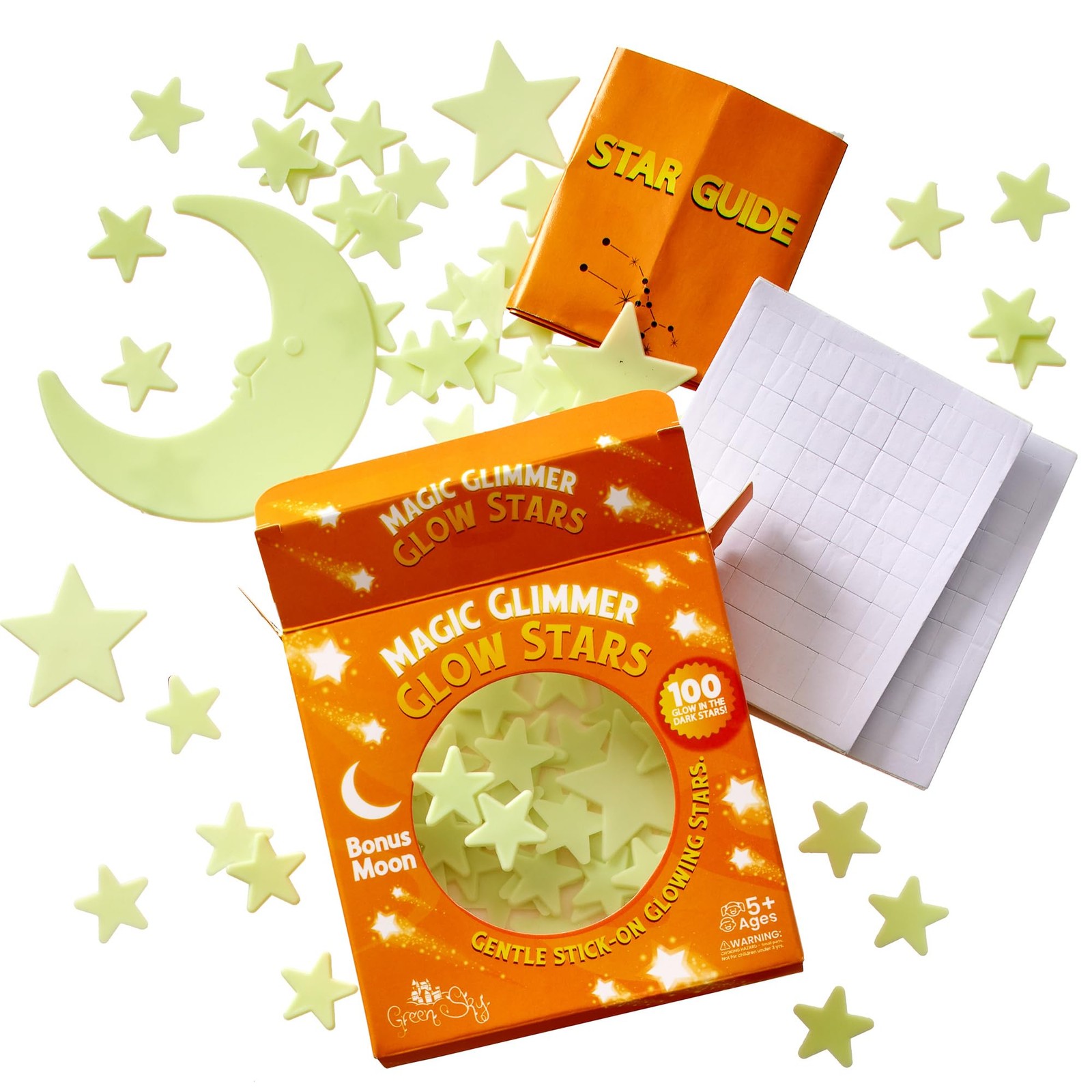 Green Sky Deluxe Glow Stars; in 8 inches x 5 x 4 inches, White
