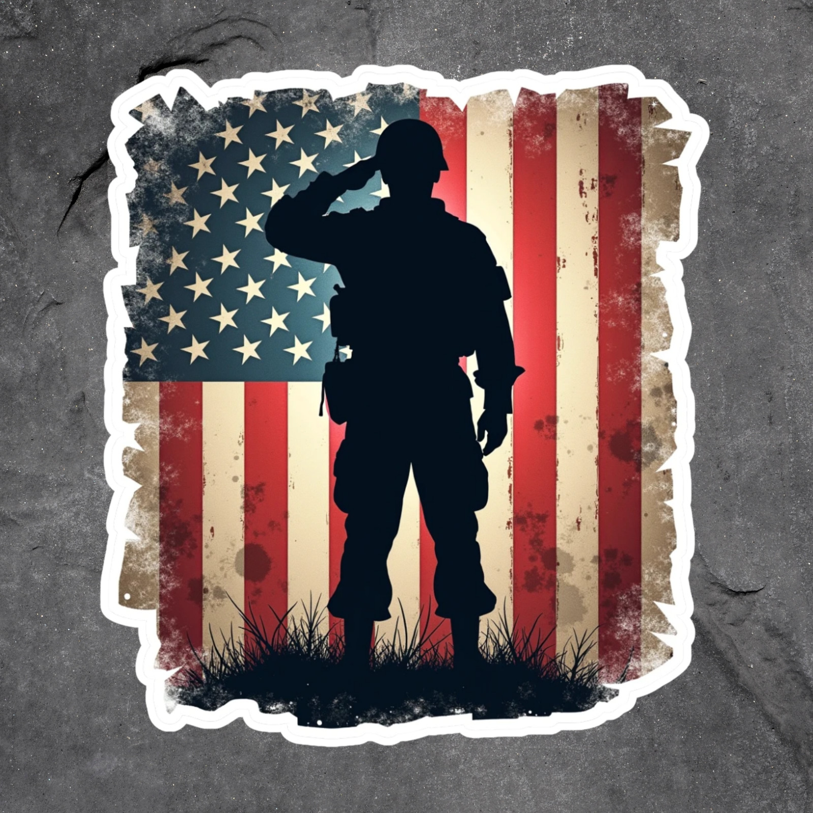 Soldier sticker vinyl decal military salute american flag patriotic silhouette