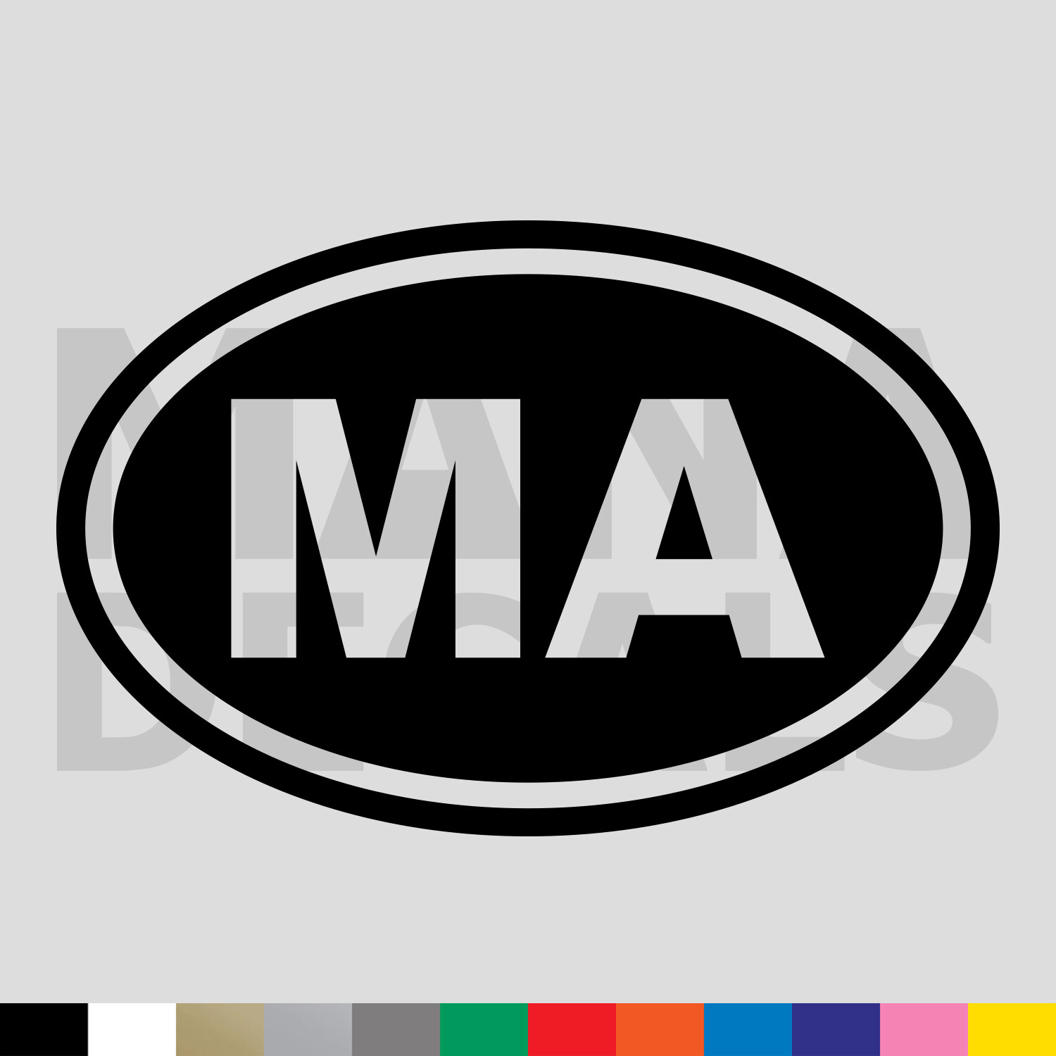 Massachusetts MA State Oval Vinyl Die Cut Decal Sticker