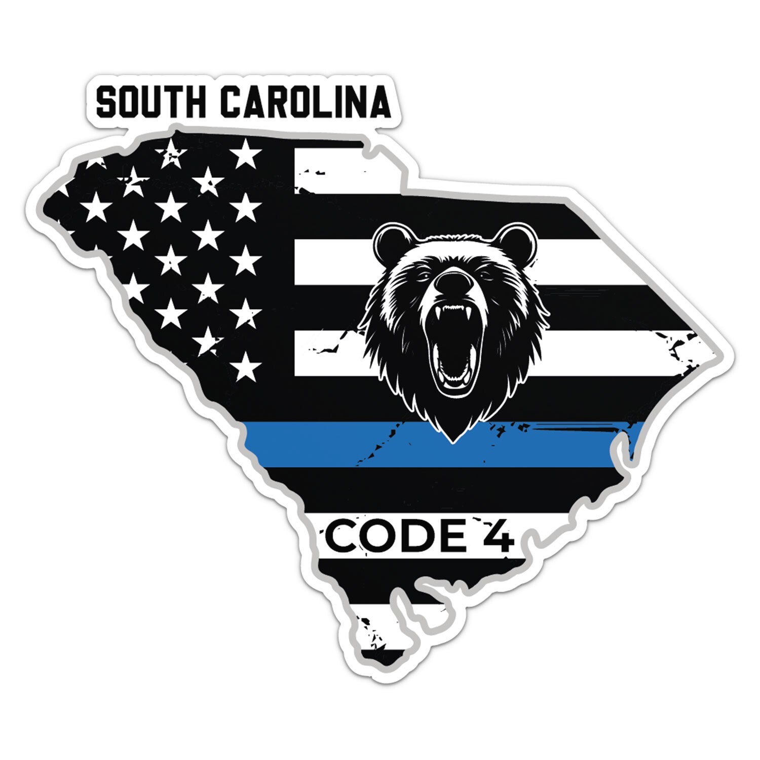 South Carolina State Code 4 Thin Blue line Sticker Car Bumper Vinyl Decal