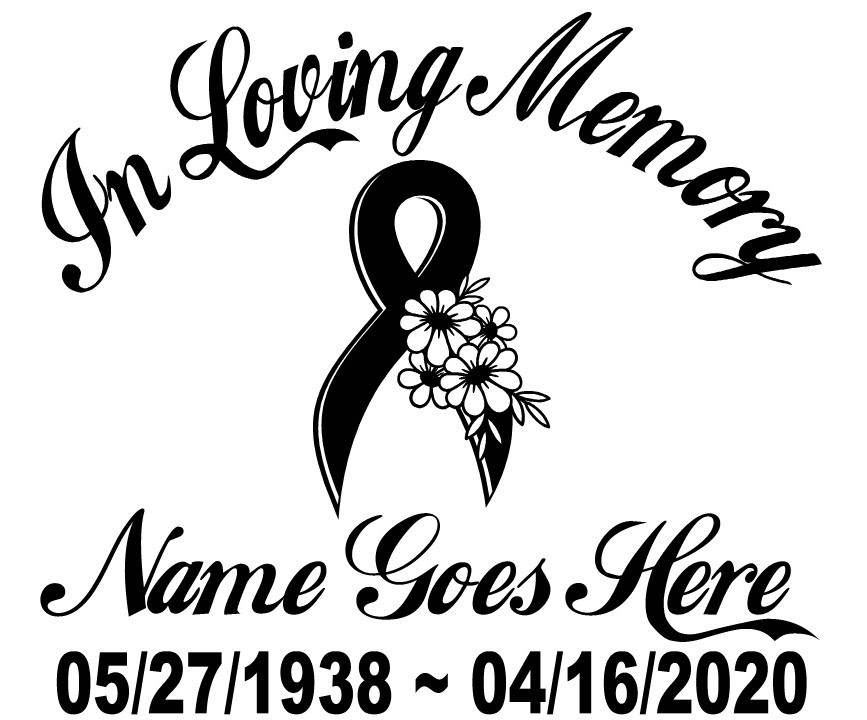 In Loving Memory Decal Cancer Ribbon Flowers Floral Car Vinyl Sticker Custom |