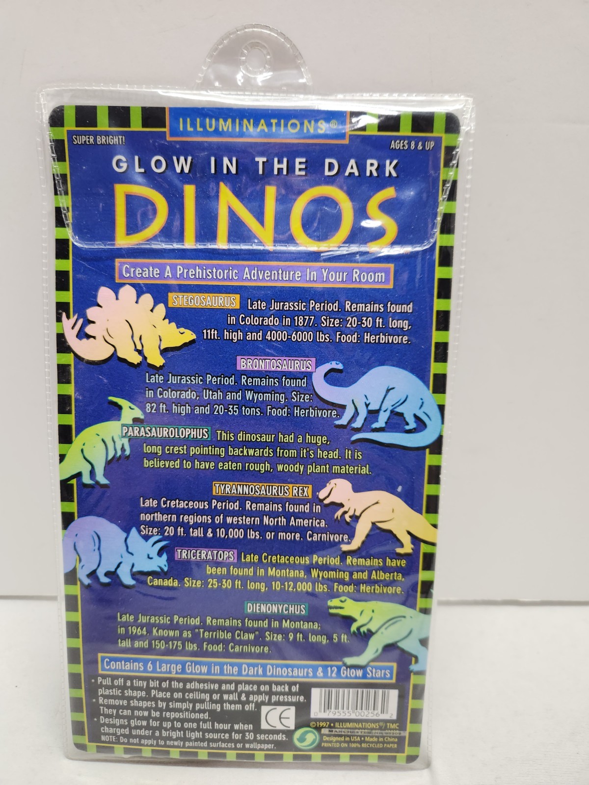 Vintage Glow in the Dark Dinosaurs And Stars Illuminations 1997