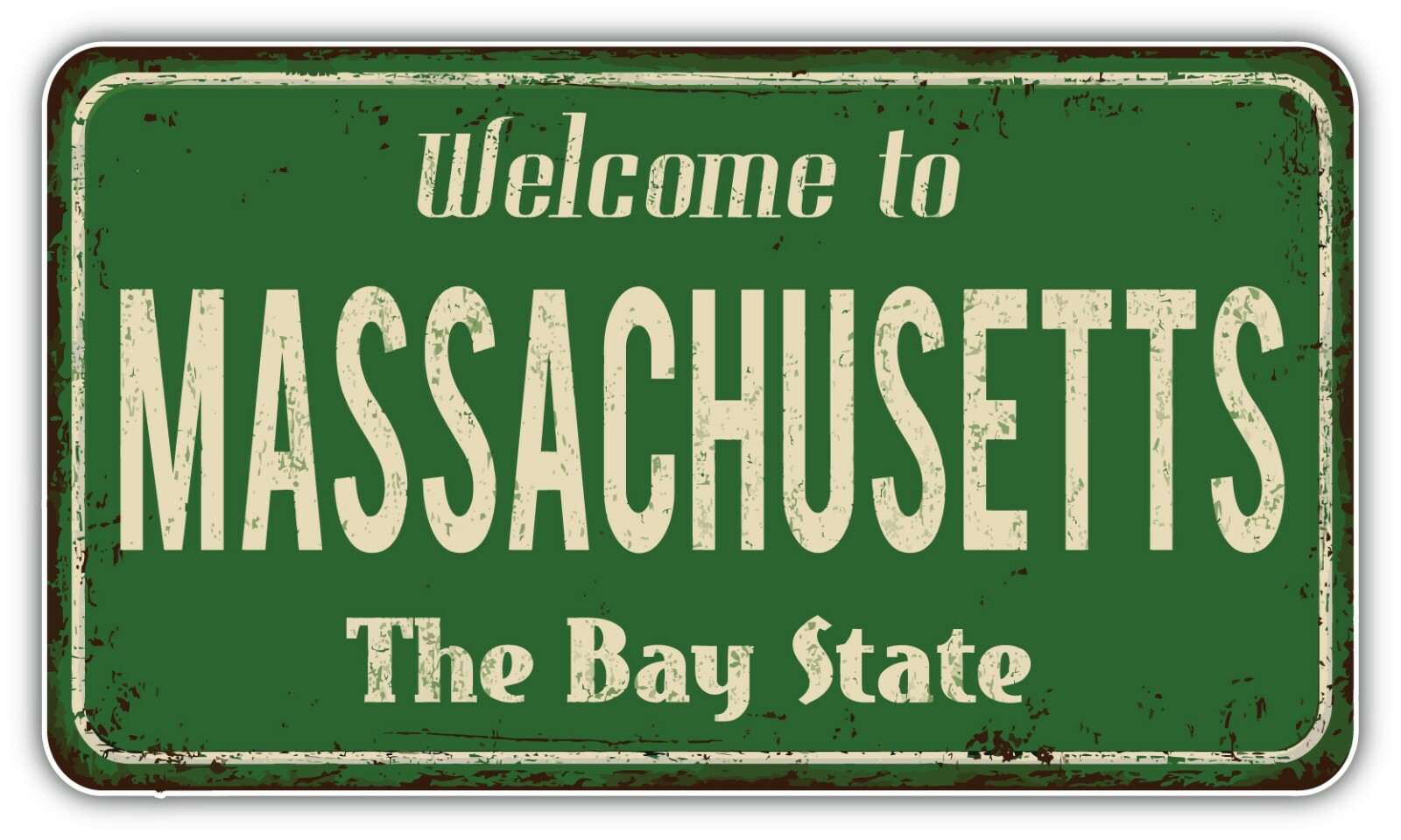Massachusetts USA State Grunge Retro Emblem Car Bumper Sticker Decal "SIZES"