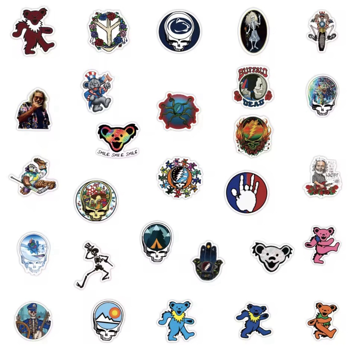 Grateful Rock Band Stickers 50pk Rock Music Dead Head Fun Stickers FREE SHIPPING