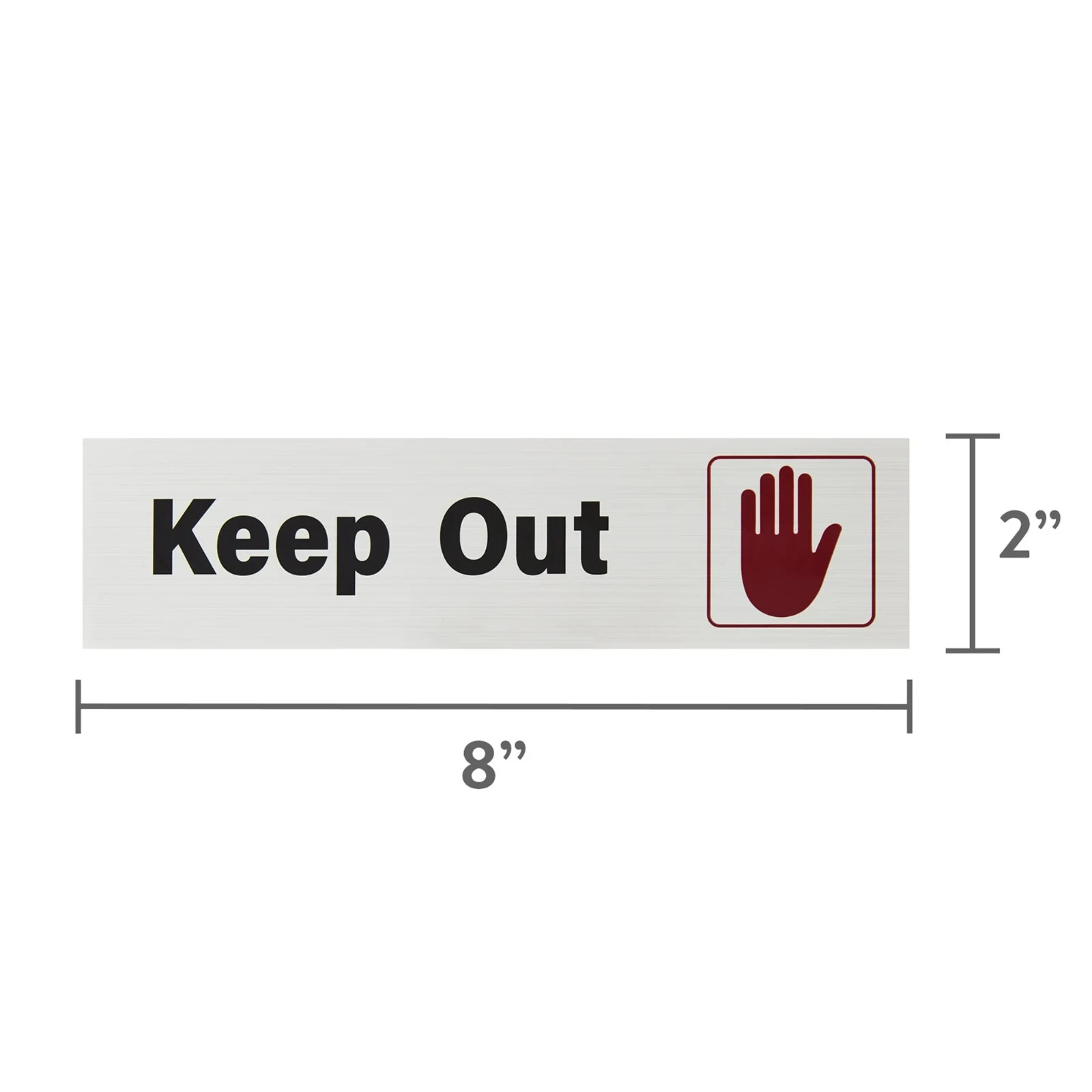 KEEP OUT Sign Brushed Aluminum 2×8 Inches High Visibility Bold Silver & Red 3pcs