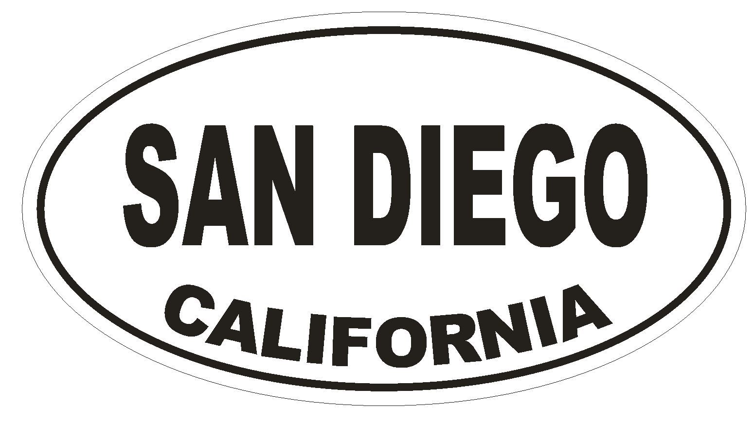 San Diego California Oval Bumper Sticker or Helmet Sticker D2815 Euro Oval