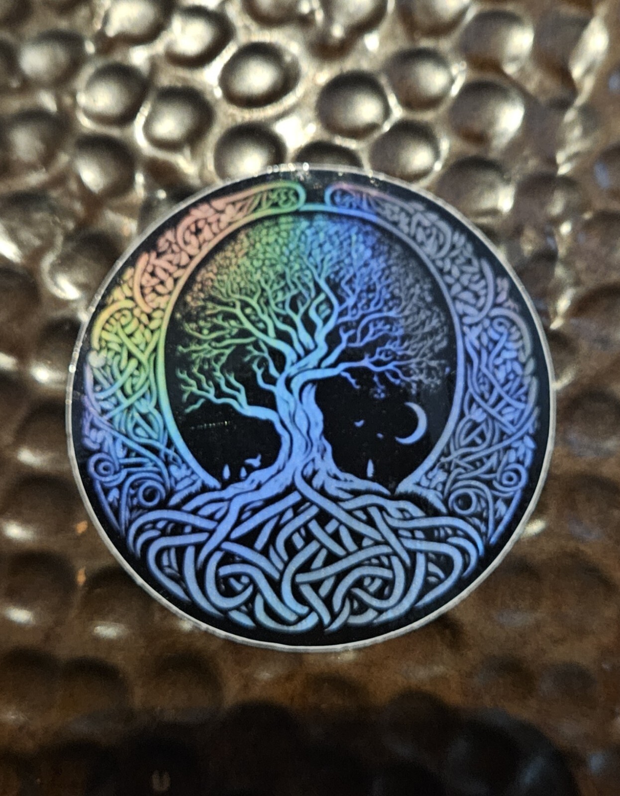 CELTIC KNOTWORK TREE OF LIFE HOLOGRAPHIC Sticker UV Resistant Vinyl 3 inch