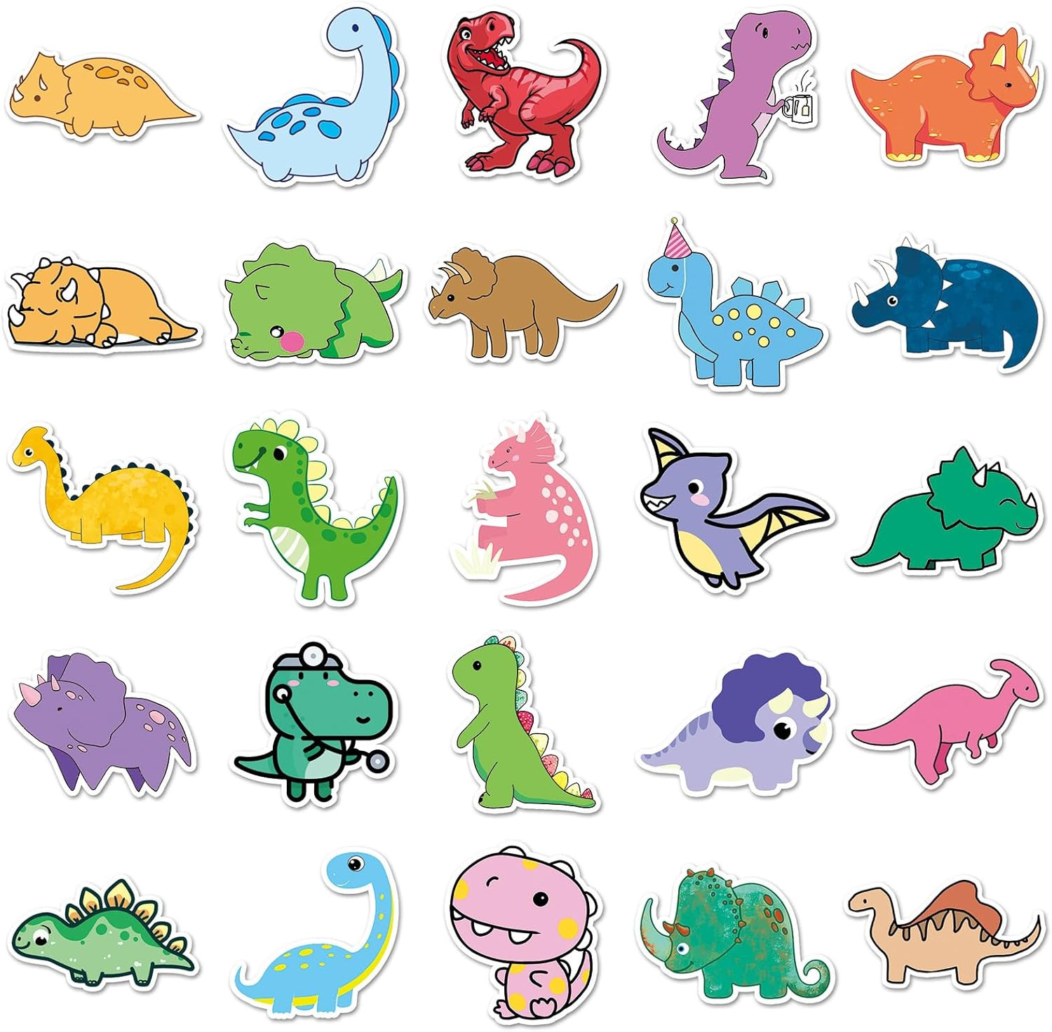50 Dinosaur Stickers Pack Cute Funny Dino Vinyl Stickers for Water Bottles Lapto