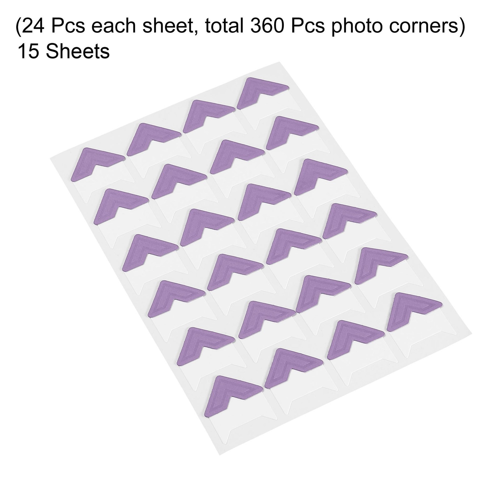15Sheets/240Pcs Photo Corners Adhesive DIY Picture Mounting Sticker Purple