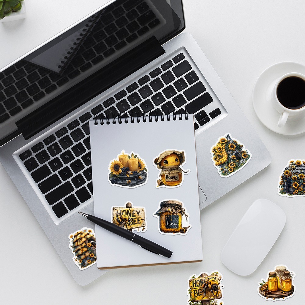 50pcs Waterproof Vinyl Stickers Honey Bumble Bee Luggage Phone Car Water Bottle