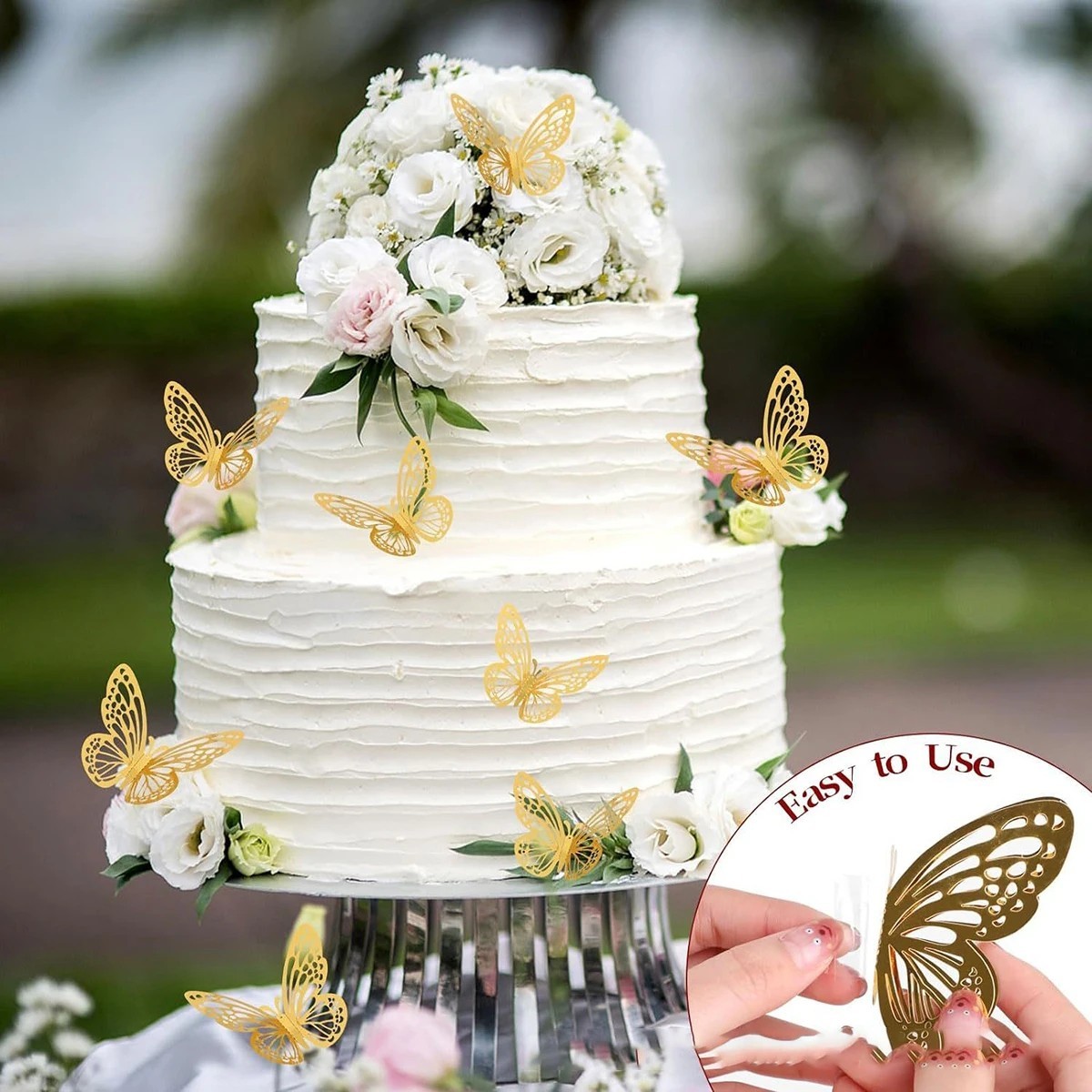 48PCS 3D Gold Butterfly Wall Decor Stickers for Party, Wedding, Birthday, Cake