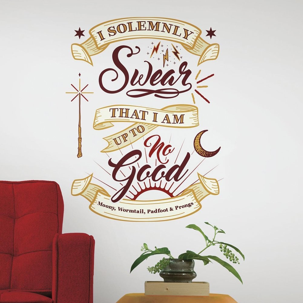 RMK3607GM Harry Potter Marauder's Map Quote Peel and Stick Giant Wall Decals,…