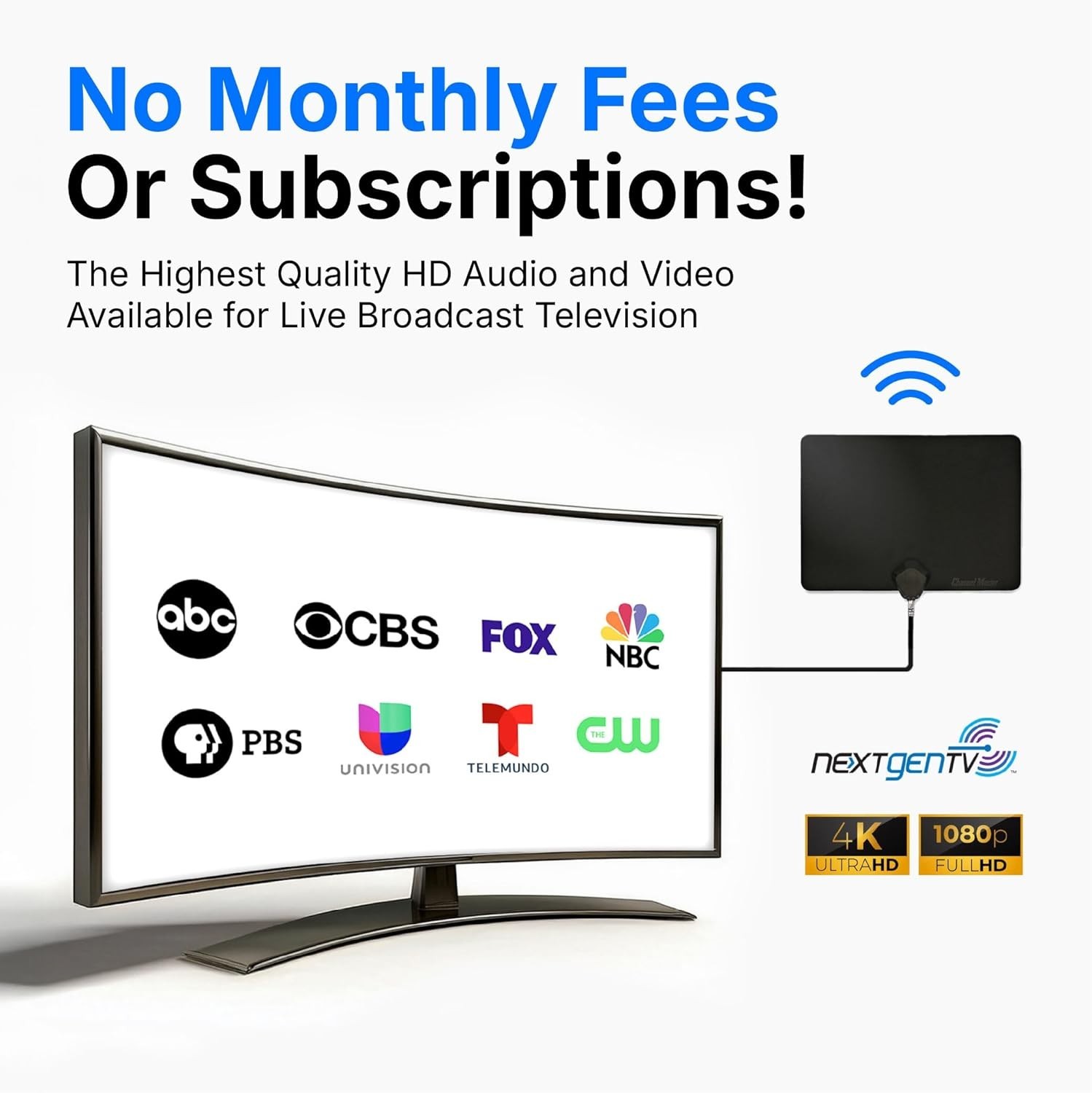 Channel Master FLATenna – Indoor Digital HDTV Antenna, 12' Coaxial Cable, Sup…