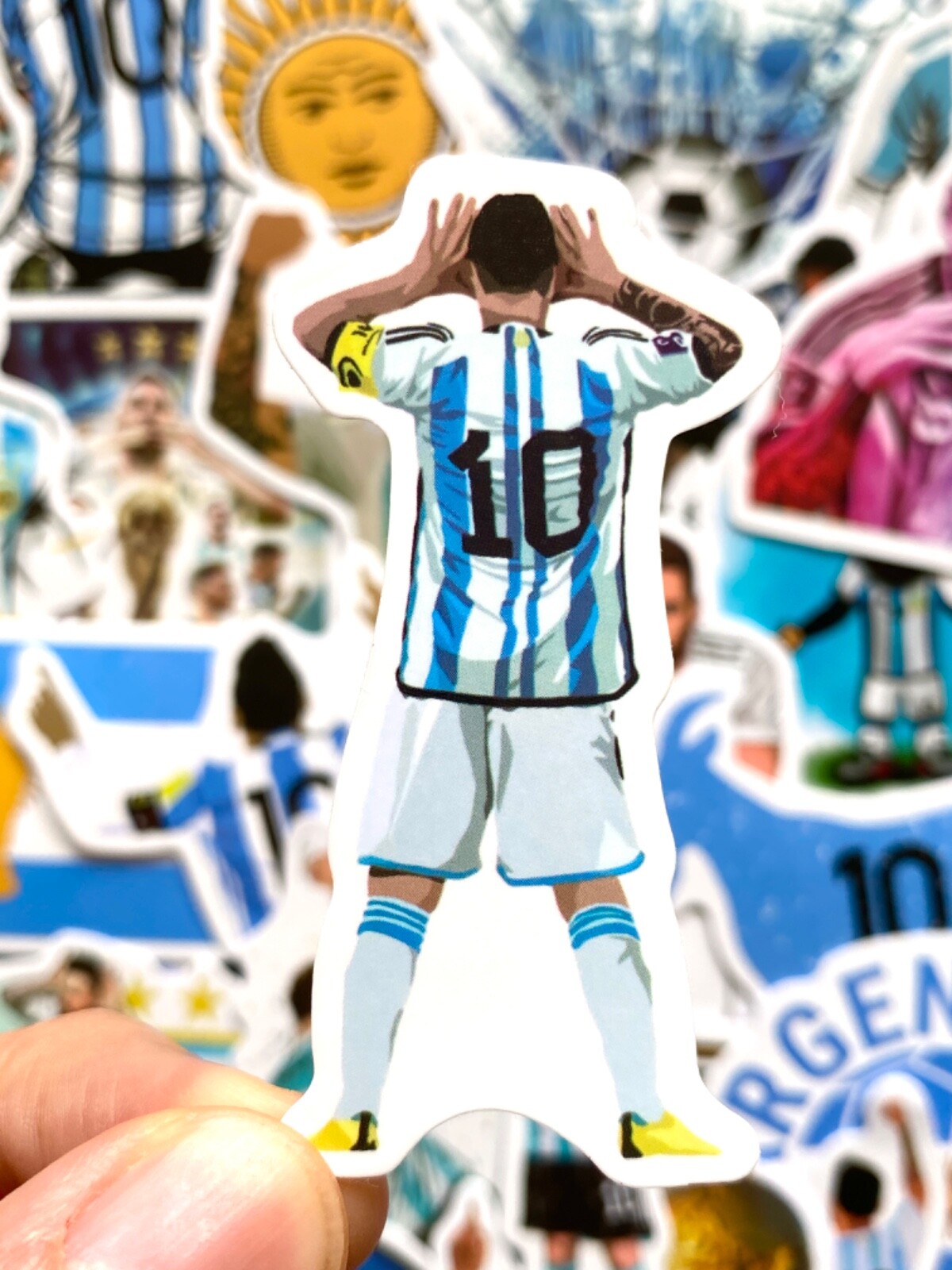 5-50 pcs Messi Inspired Stickers, Argentina World Cup Trophy Laptop Car Decals
