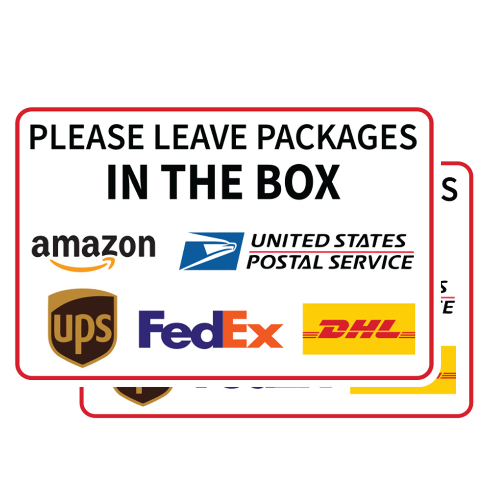 2-Pack Please Leave Packages In The Box Delivery Sign Sticker Vinyl Decal
