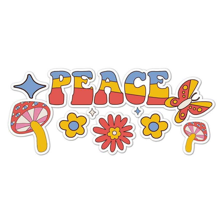 Peace Shroom Butterfly, Vinyl Decal Sticker, Indoor Outdoor, 3 Sizes, #7699