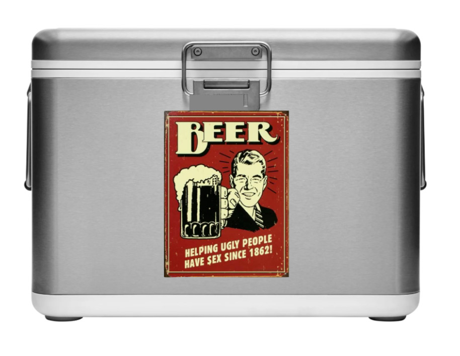 Beer- Helping Ugly People – 4×6 – Vinyl Decal Sticker Car Window Laptop Cooler