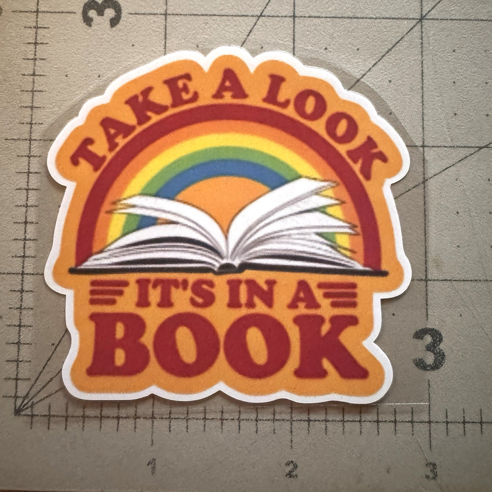 Take A Look It's In A Book Sticker Reading Rainbow 3" Retro Vinyl Decal, 1980s