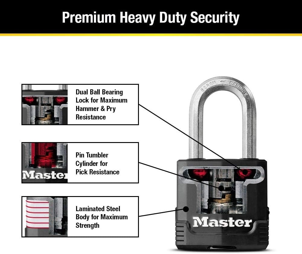 Master Lock Black Magnum Keyed-Alike Padlocks with 3 Pack, and Silver