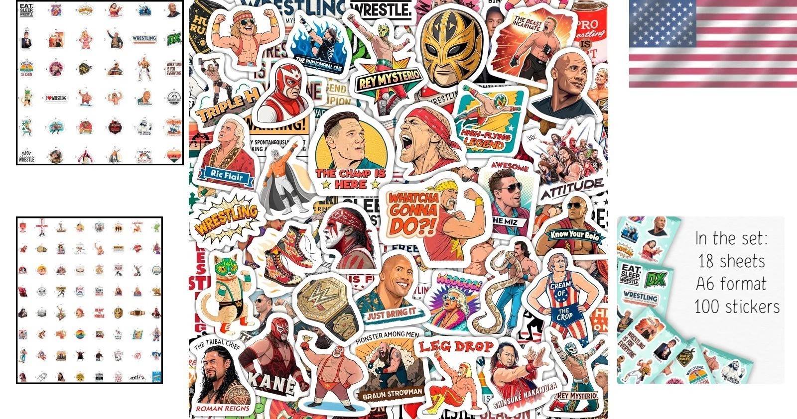 100Pcs Wrestling Stickers Pack – Fighter Vinyl Decals, Water Bottle, Laptop –…