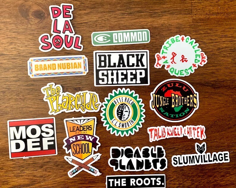15 Native Tongues Hip-Hop Rap Logos Sticker Pack – Clear, Holographic, or White