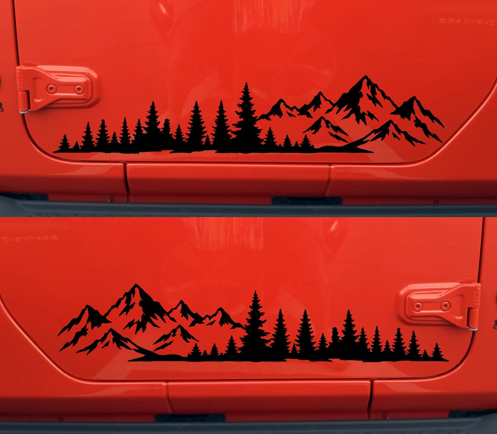 Mirrored Mountain Forest Truck Pair Vinyl Decals Wilderness Landscape Camper V21