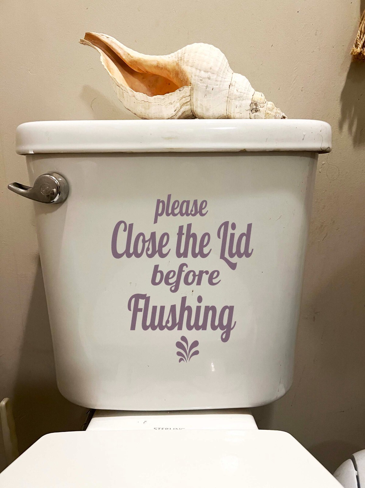 Close the Lid decal before flushing Bathroom toilet seat prevent toothbrush germ