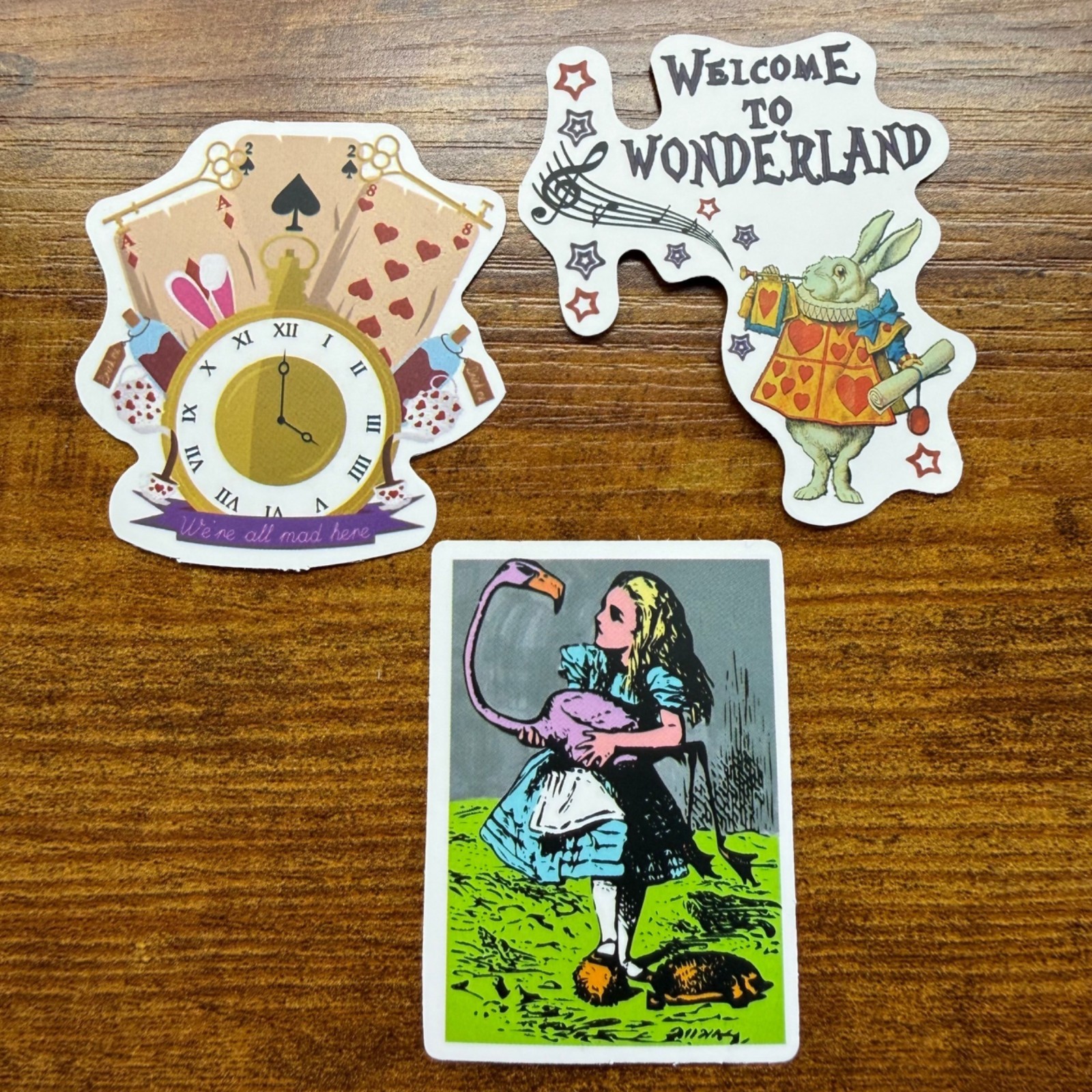 3 Stickers Disney Alice in Wonderland Vinyl Decal Laptop Phone Bottle Scrapbook