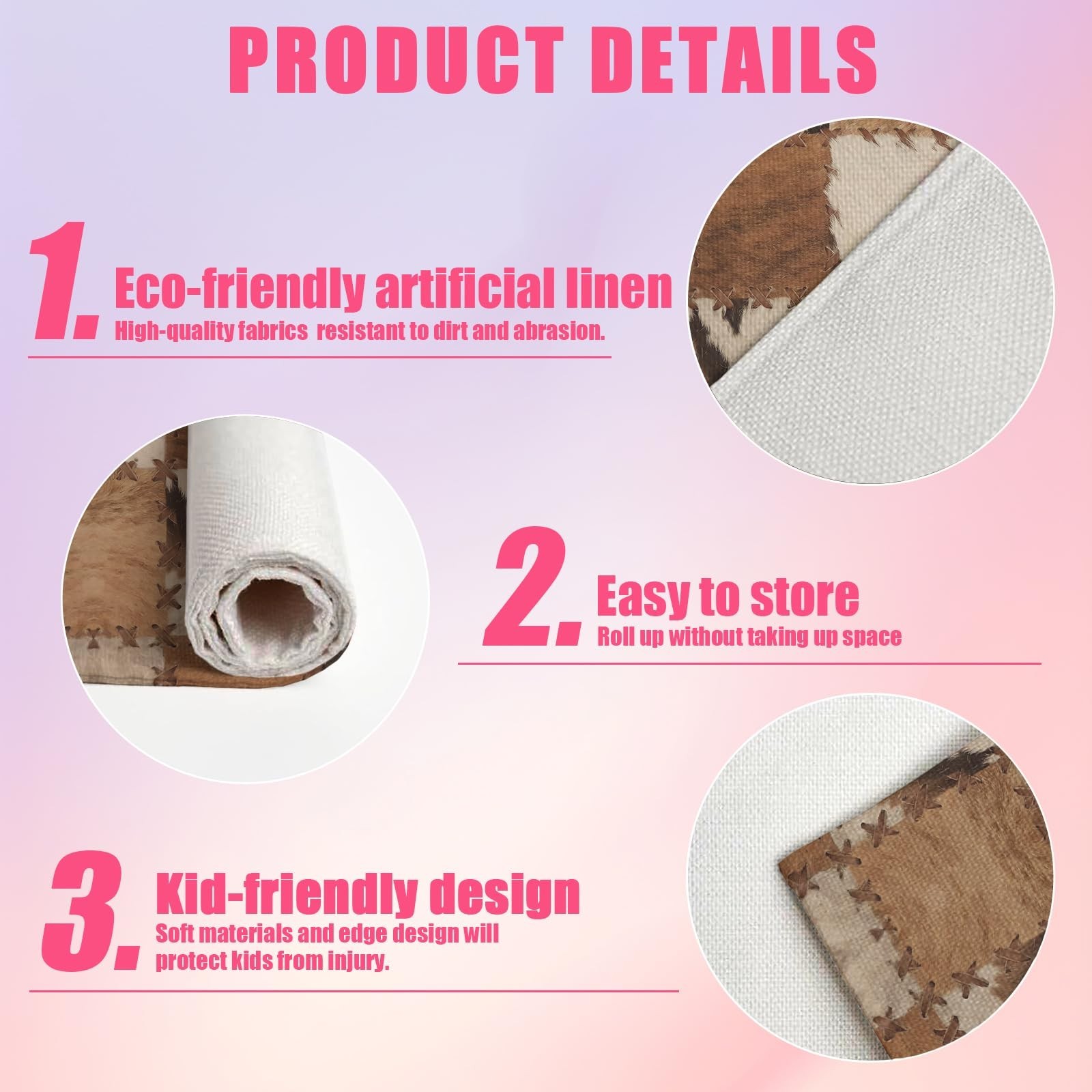 Brown Cowhide Print Placemats Set of 6,12×18 Inch Cow Skin Linen Place Mat Wa…