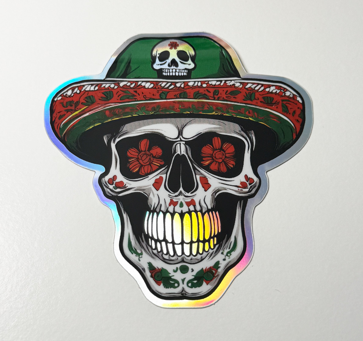 Skull Sticker – Laminated – 3" Die-Cut Sticker | Holographic / Glossy