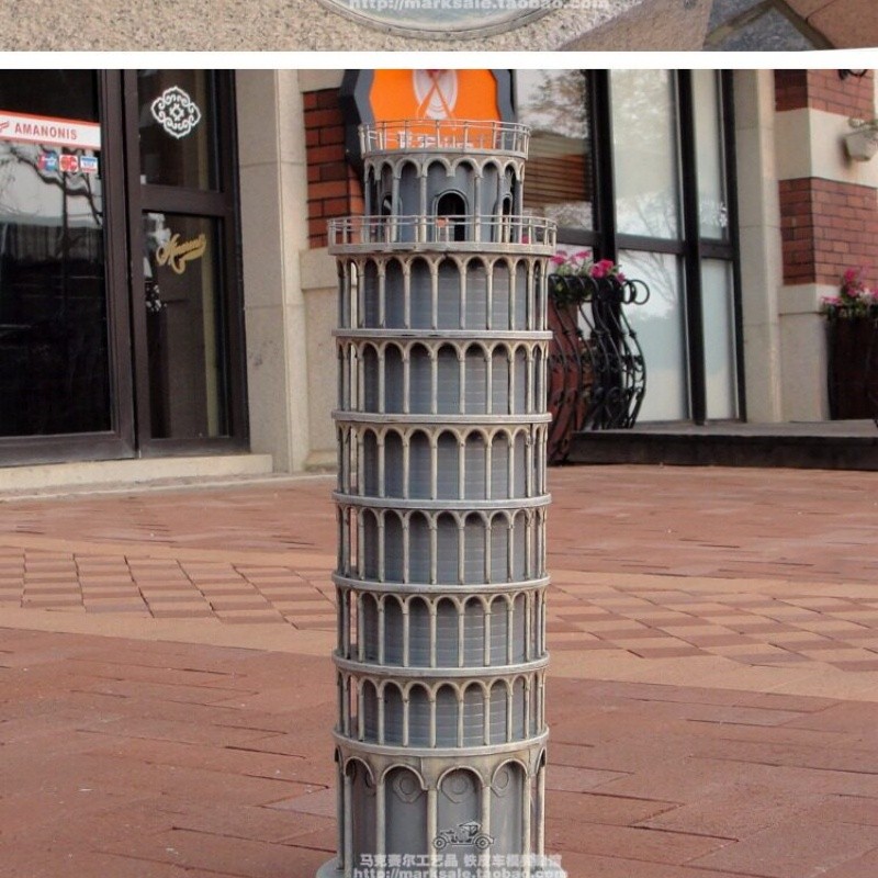 Vintage Iron Art Leaning Tower of Pisa Model Tabletop Decor Ornament Gift