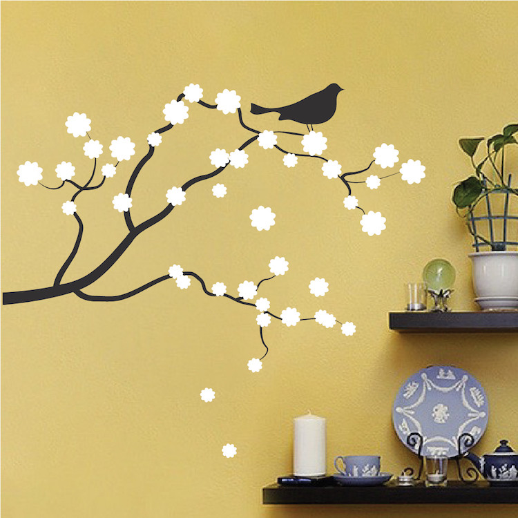 Tree Branch Bird Wall Decal Wallpaper Floral Plant Life Removable Design, b33