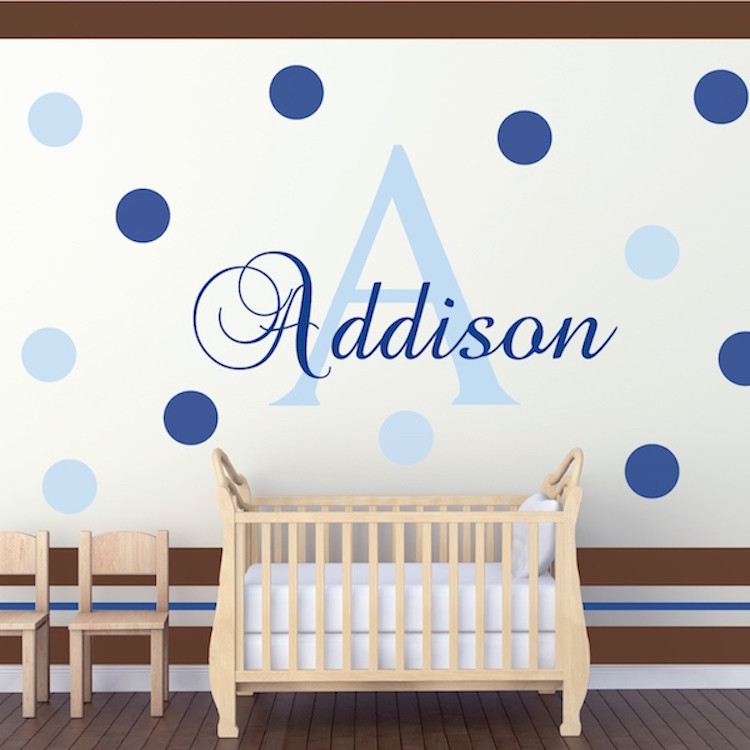 Girls Initial Wall Decal Custom Monogram Wallpaper Vinyl Name Removable Art, g32