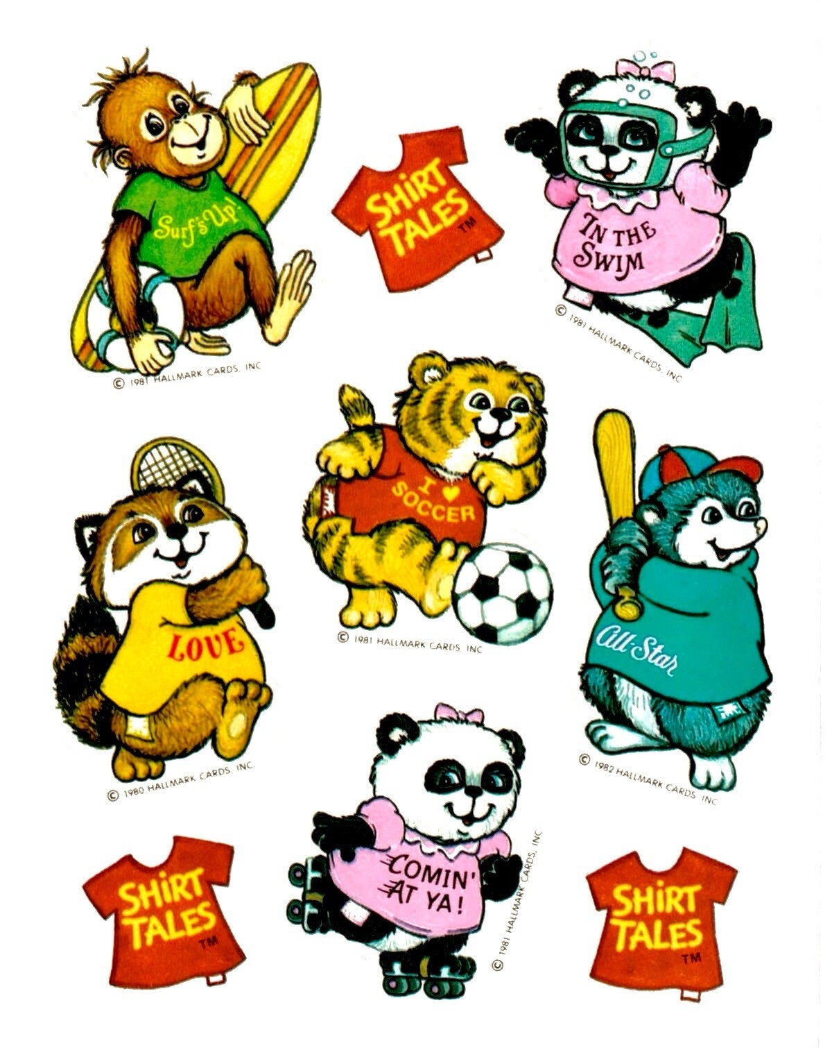 Vintage Retro The Shirt Tales Sticker Sheet Water Resistant Glossy Reproduction